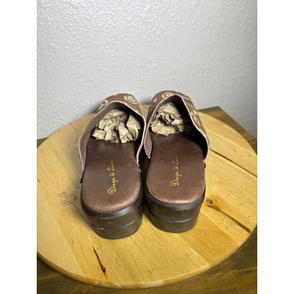 Diego di Lucca Brazil Womens Calf Hair Clogs Mules Brown Wood Heel size 10 - Picture 4 of 8